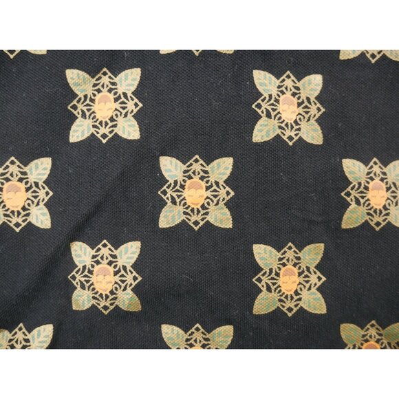 Reason NYC Long Sleeve Black Polo Shirt Facial Floral Pattern Print Mens Large - Picture 7 of 10